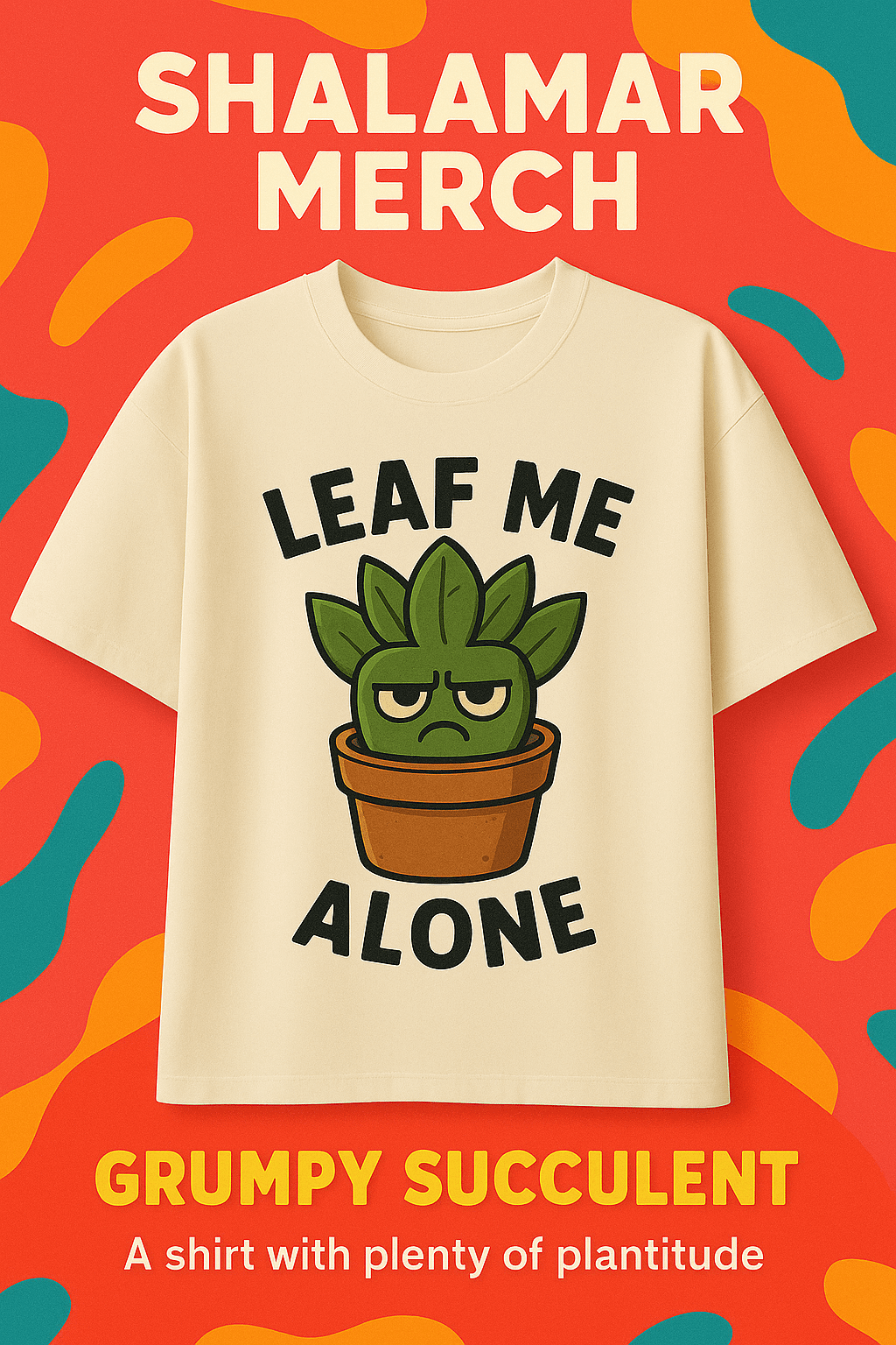 "Leaf Me Alone" Oversized Drop Shoulder Tee – Succulent Edition - Shalamar Nurseries & Landscapers