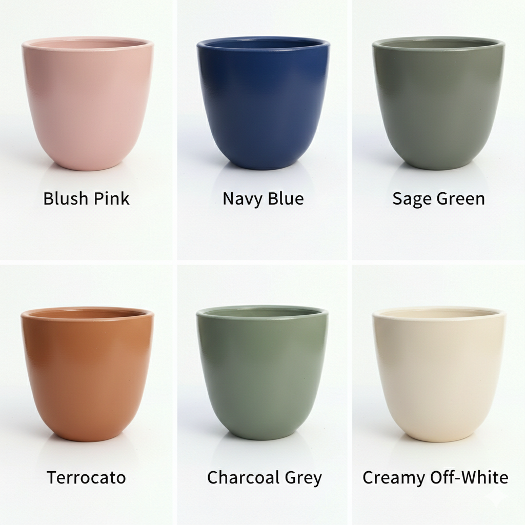 Oil painted Terracotta Pot Solid Color