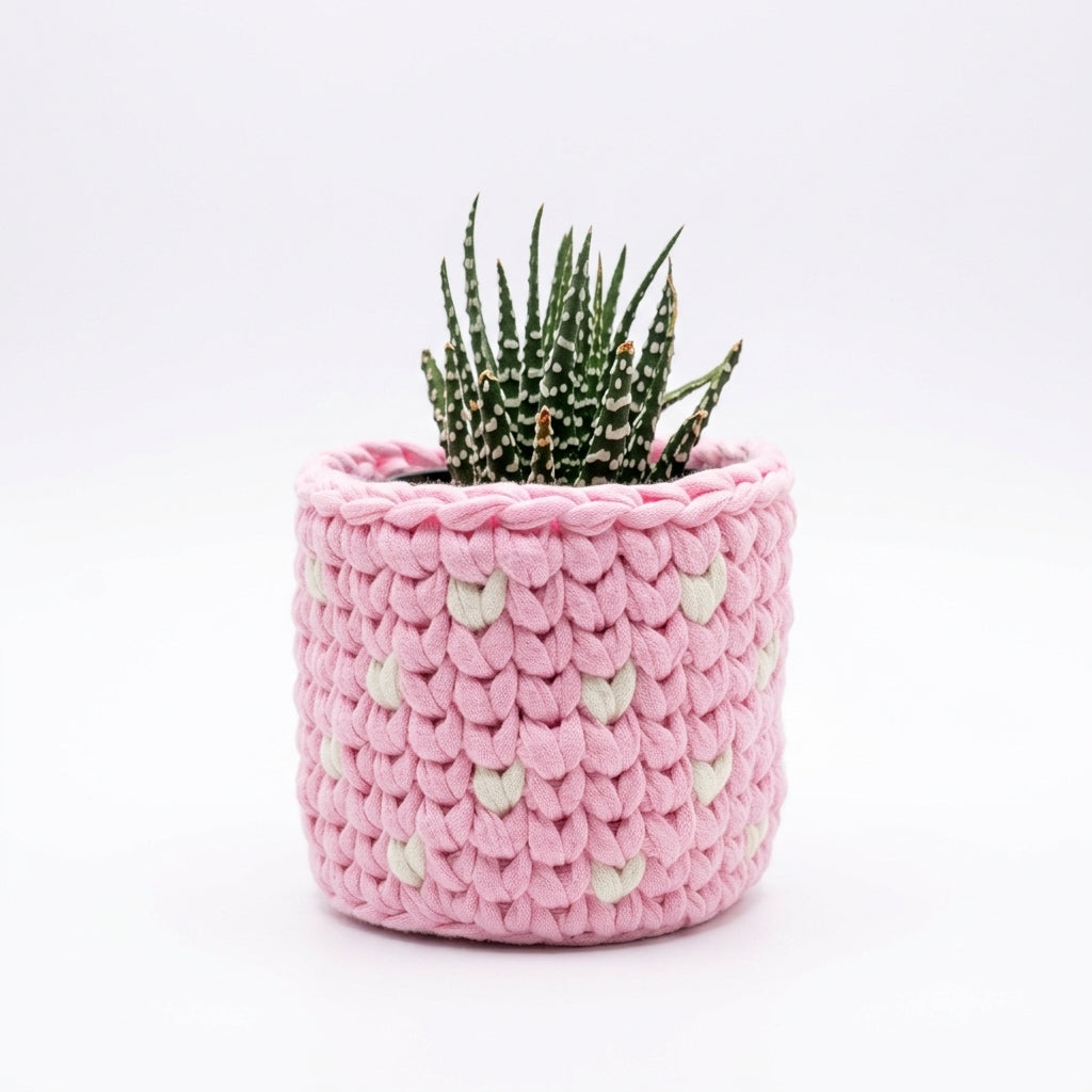 Hand crafted Crochet Basket with Snake Plant Dwarf. Best for Gift!