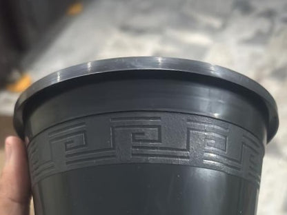 Set of 3 Black Plastic pot with pattern