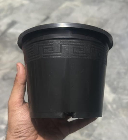 Set of 3 Black Plastic pot with pattern