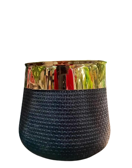 Fiber planter with golden collar