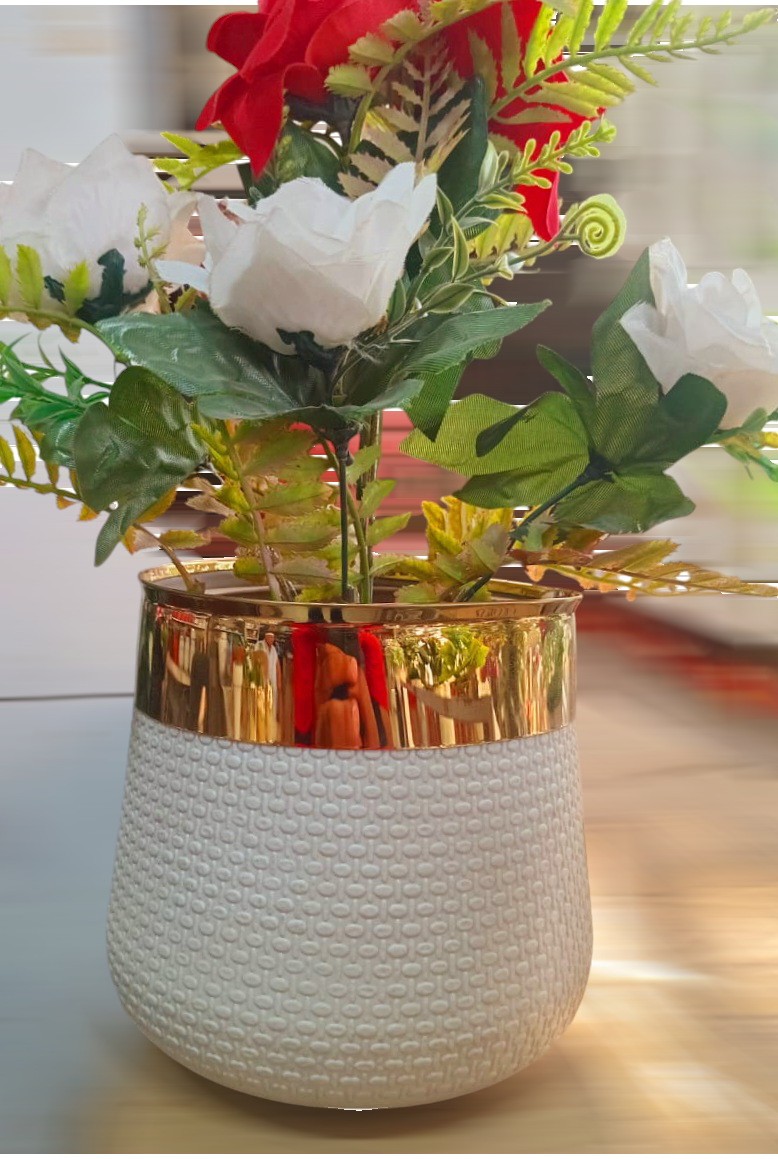 Fiber planter with golden collar