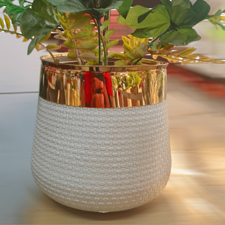 Fiber planter with golden collar - Shalamar Nurseries & LandscapersShalamar Nurseries & Landscapers