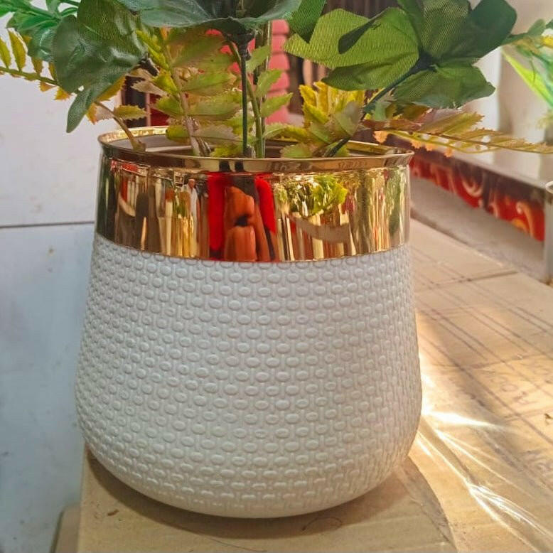 Fiber planter with golden collar - Shalamar Nurseries & LandscapersShalamar Nurseries & Landscapers