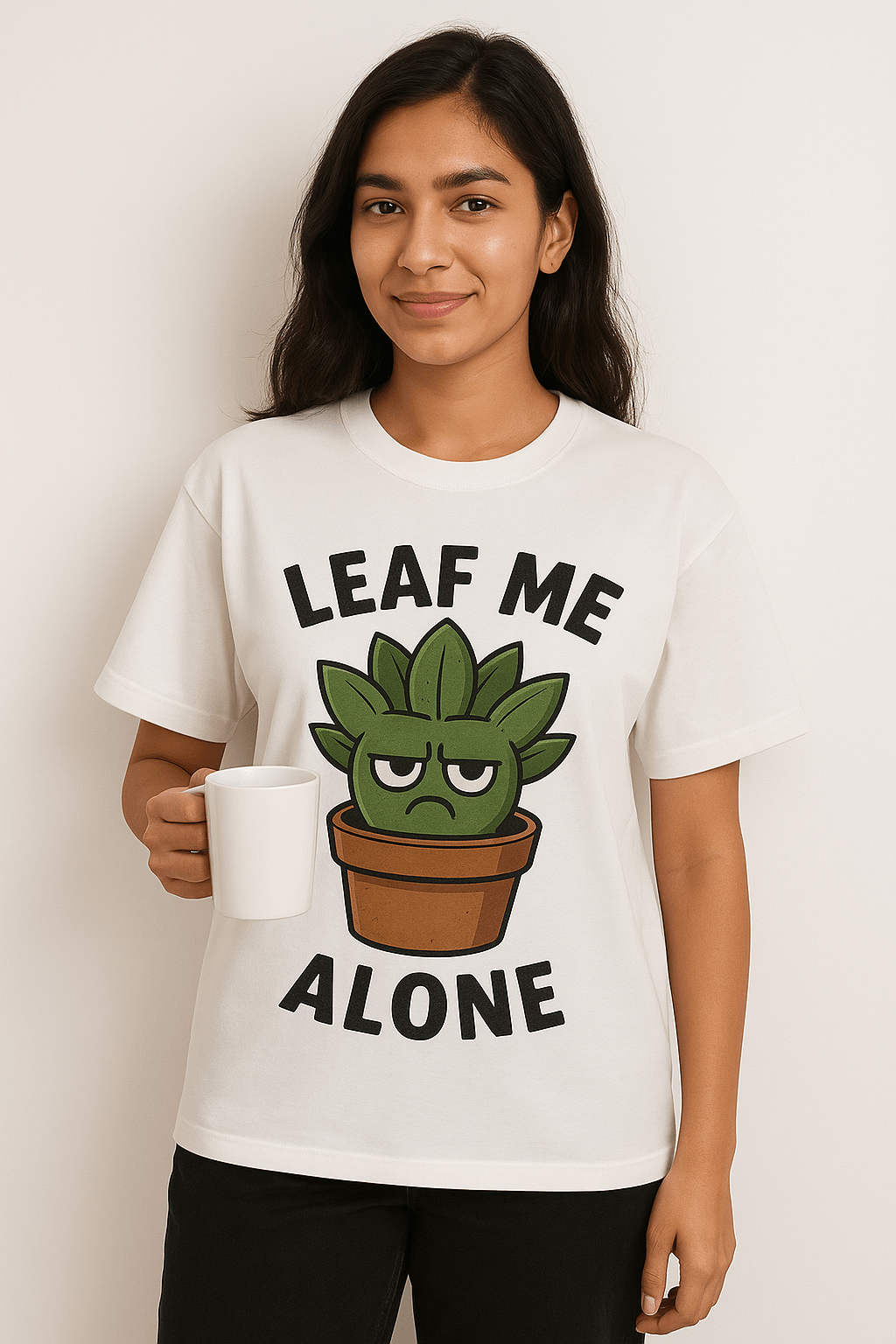 "Leaf Me Alone" Oversized Drop Shoulder Tee – Succulent Edition - Shalamar Nurseries & Landscapers