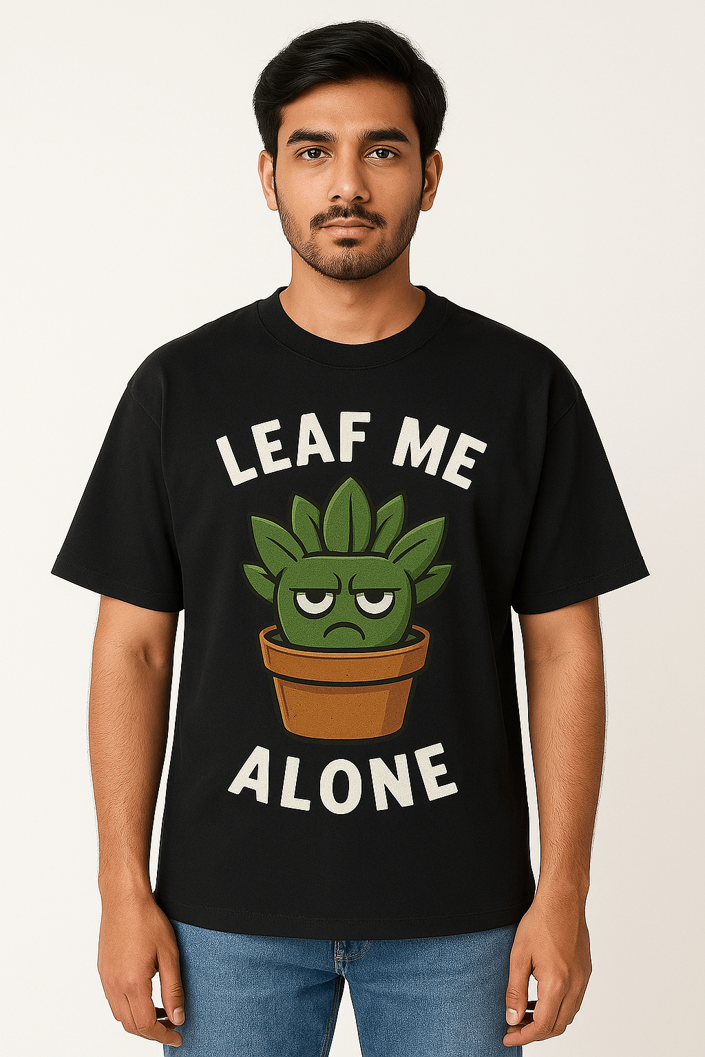 "Leaf Me Alone" Oversized Drop Shoulder Tee – Succulent Edition - Shalamar Nurseries & Landscapers