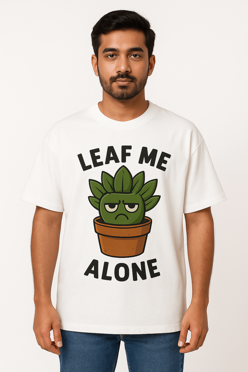 "Leaf Me Alone" Oversized Drop Shoulder Tee – Succulent Edition - Shalamar Nurseries & Landscapers