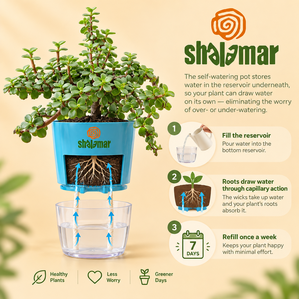 Self watering pot infographic