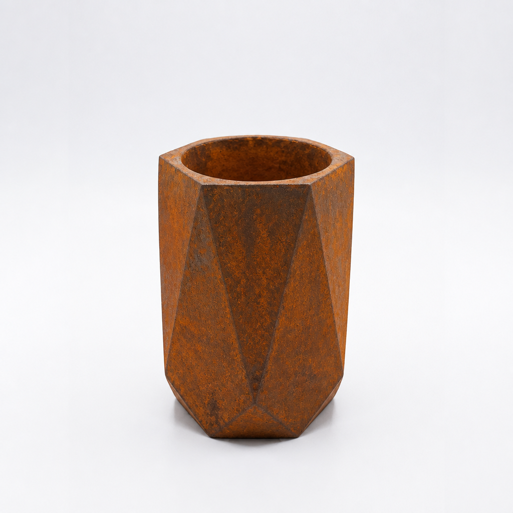 Architect Series - Handcrafted Concrete Pot - Rust Metal Finish