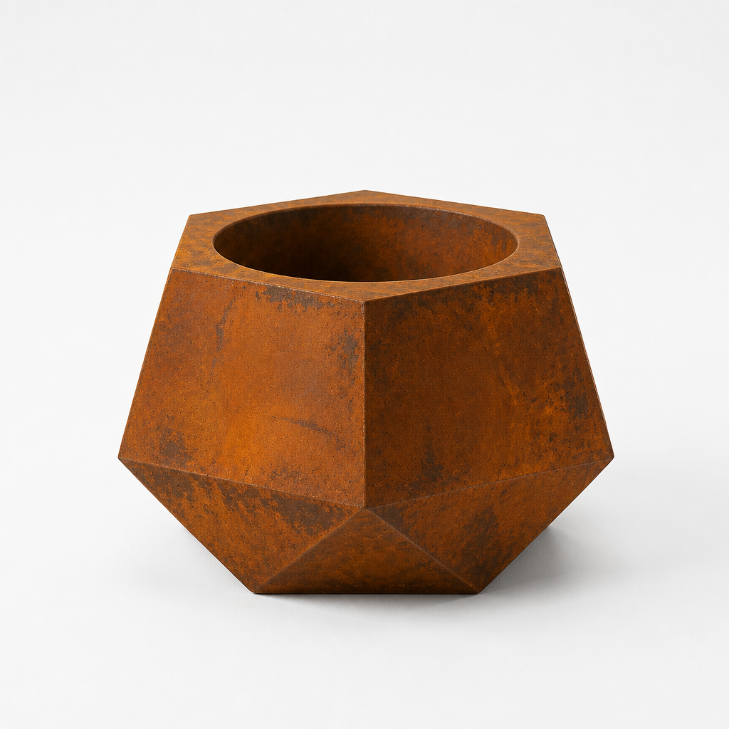 Architect Series - Handcrafted Concrete Pot - Rust Metal Finish