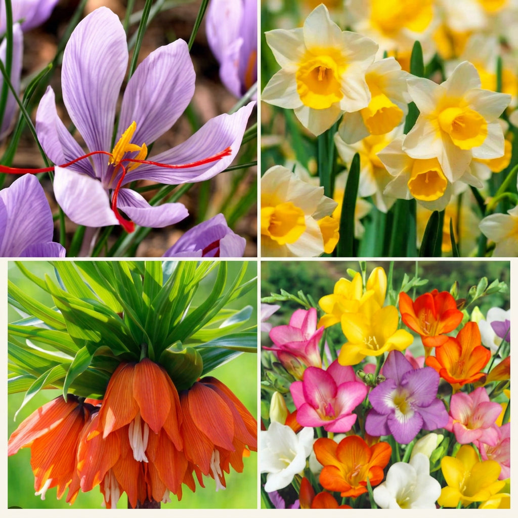 Mixed flower bulb product collage