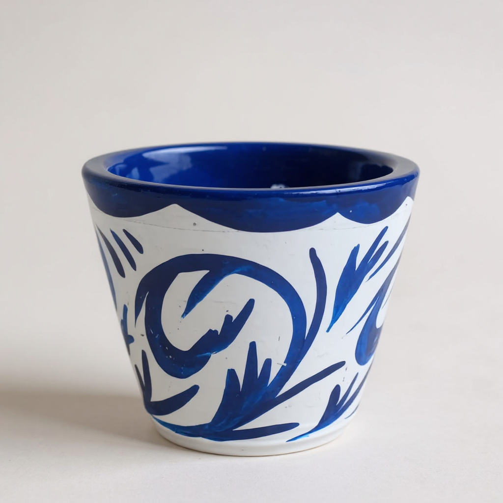 Oil painted Terracotta Pot Floral