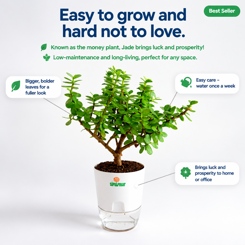 Lucky Jade Plant Large Leaves - key features infographic
