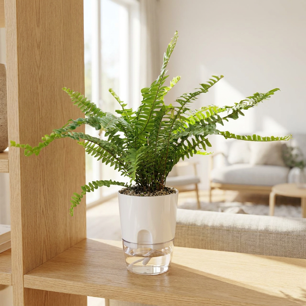 Boston Fern Black Pot Variation