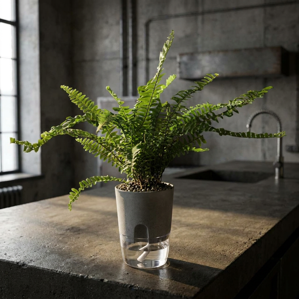 Boston Fern White Pot Variation