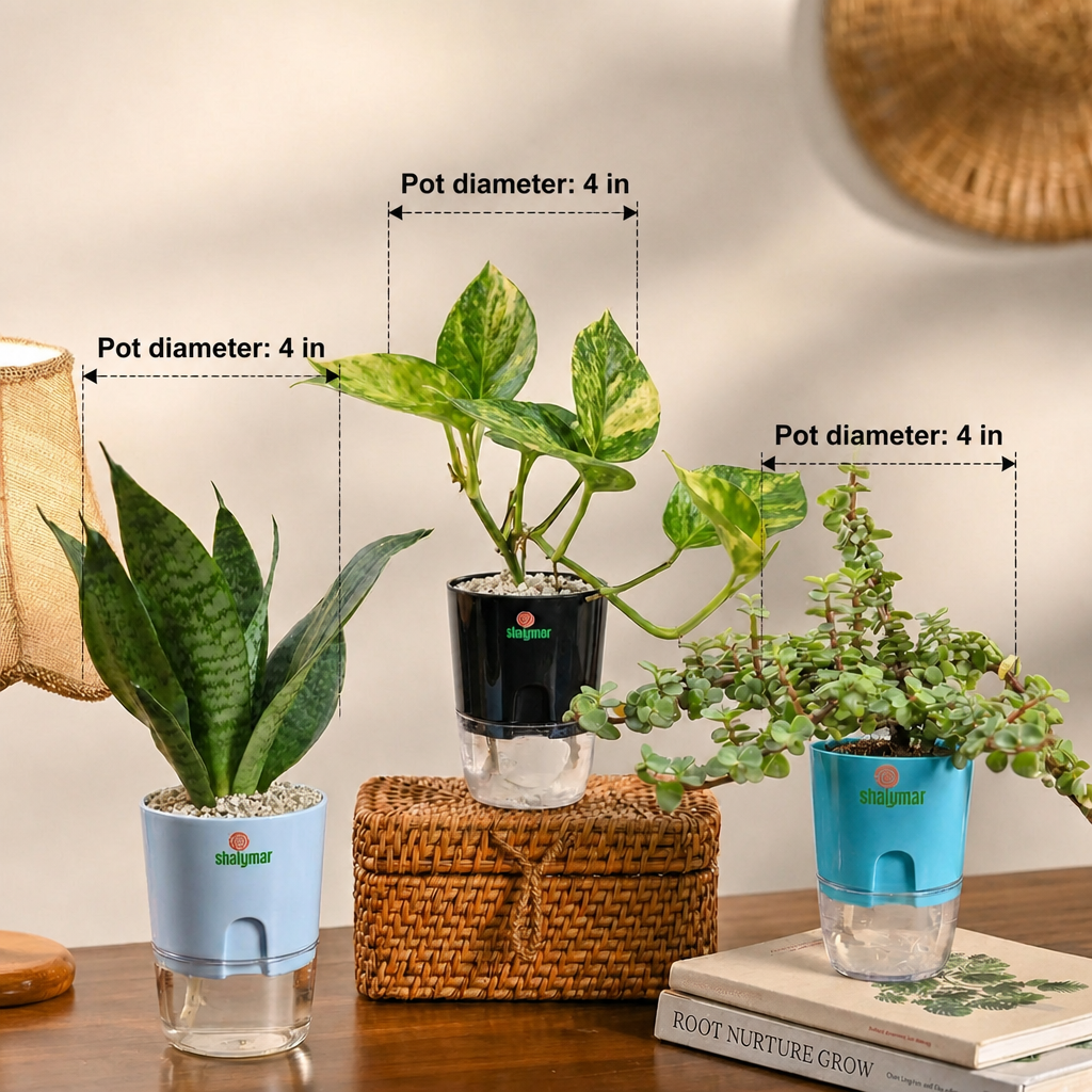 Set of 3 Lucky Plants Pack - dimensions: pot 4 in