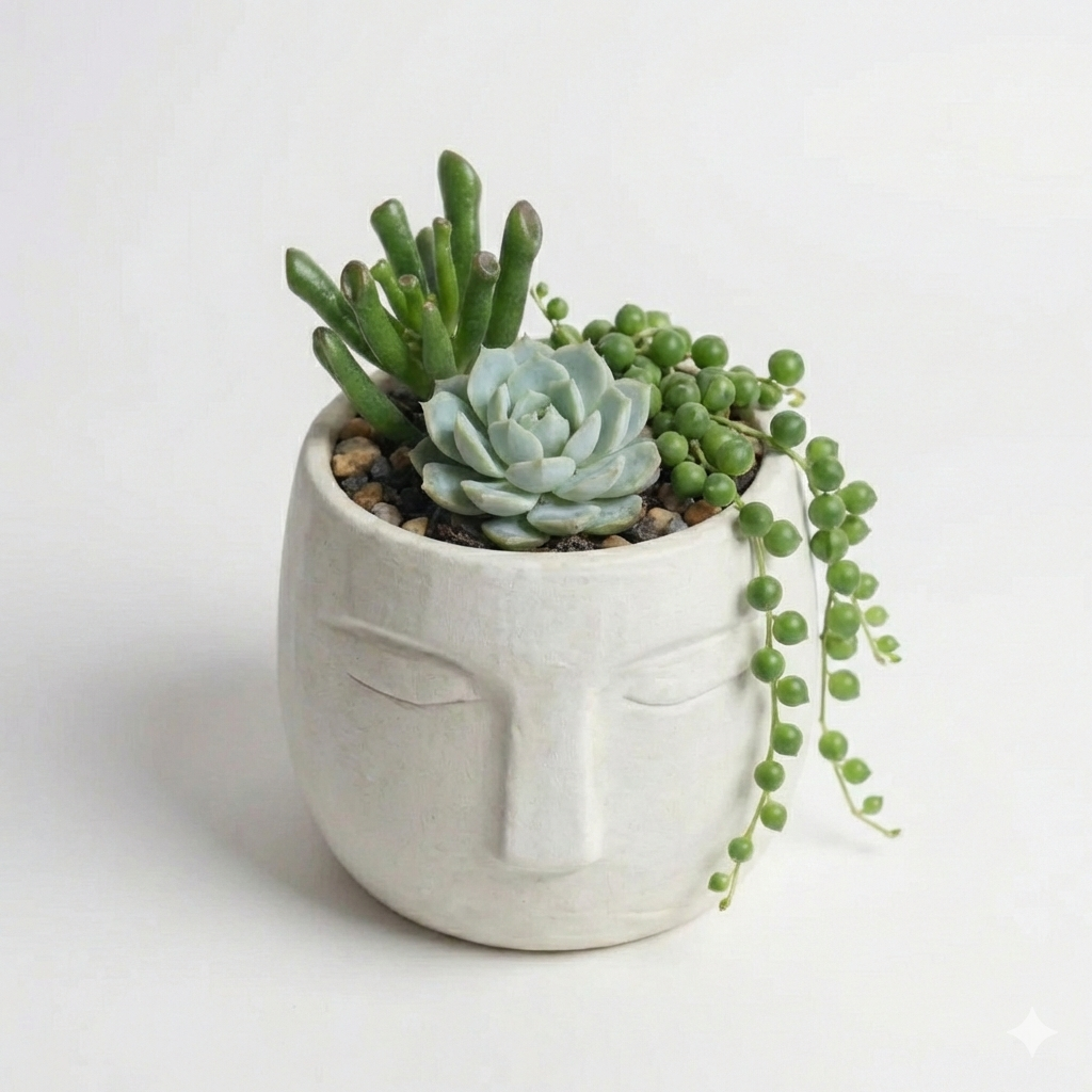 Succulent Arrangement in OLA Cemeter Pot