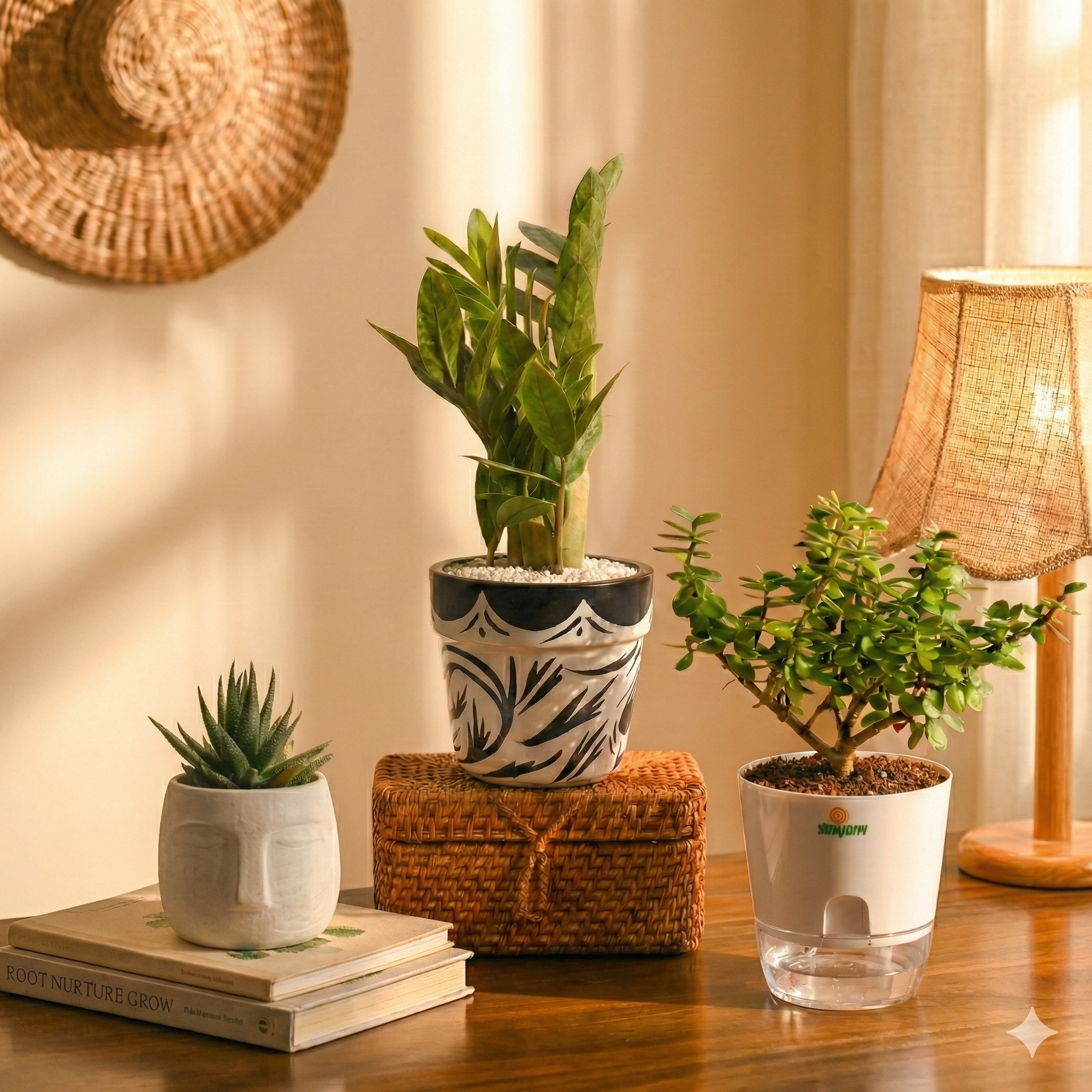 Set of 3 - Wow Bundle | ZZ Painted Terracotta, Zebra OLA, Jade Self watering