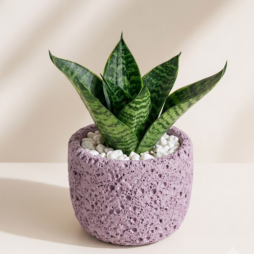 Handcafted Natura Pot with Snake Plant