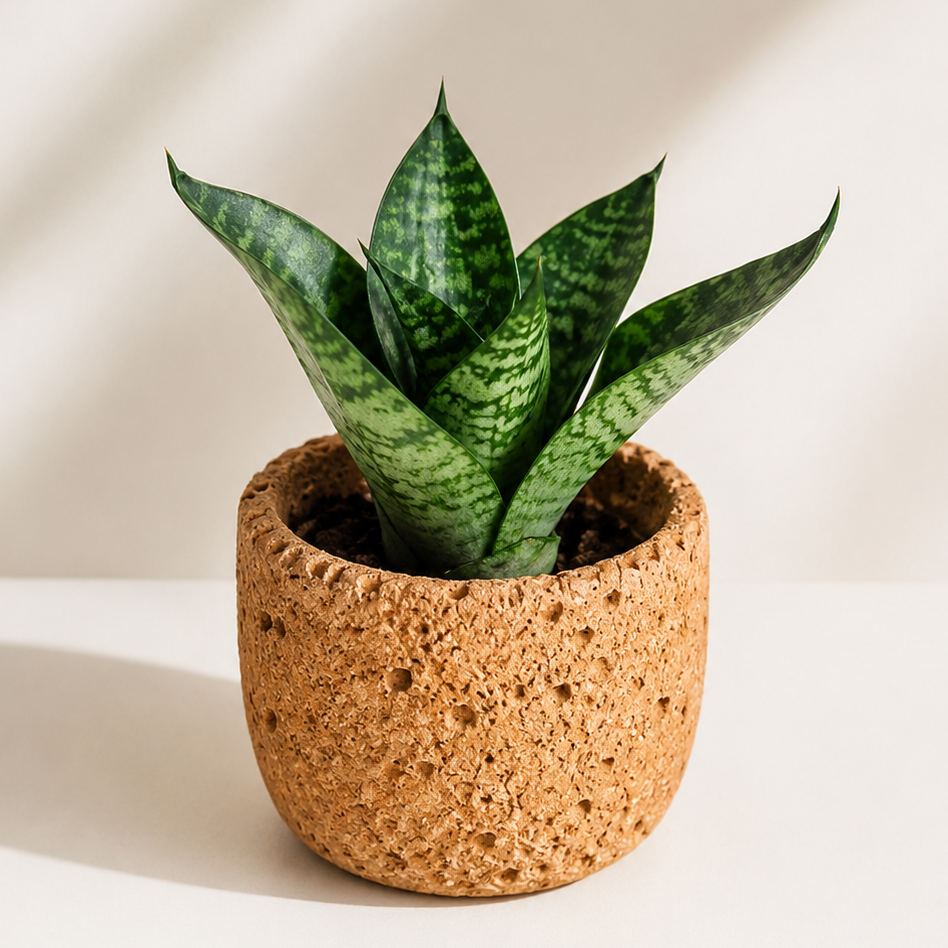 Handcafted Natura Pot with Snake Plant