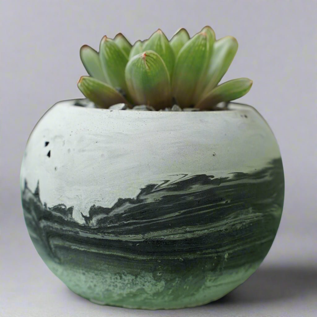 Round Cement Pot with Marble Pattern - Shalamar Nurseries & LandscapersShalamar Nurseries & Landscapers